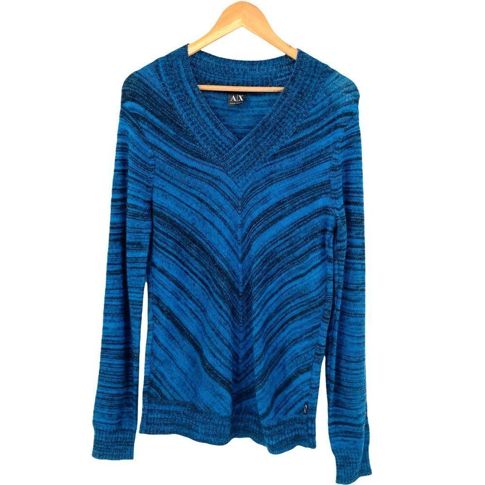 Armani Exchange blue and black v-neck sweater size small